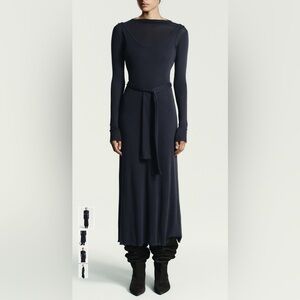 Zara Navy Long Sleeve Dress